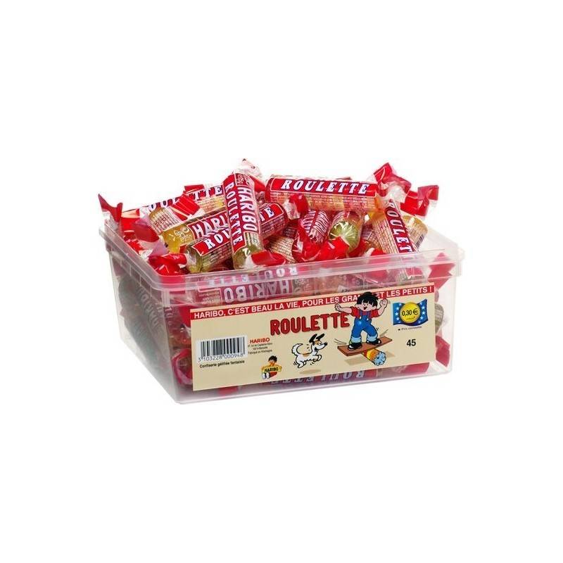 Tubo Haribo Roulette Fruit x 45 pièces Tubo Haribo Roulette Fruit x 45 pièces