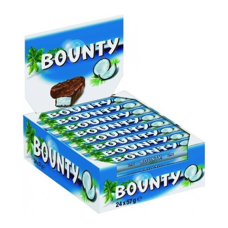 24 Bounty Lait 57g | Milleproduits.com : vos bonbons et chocolats préférés à prix grossiste !