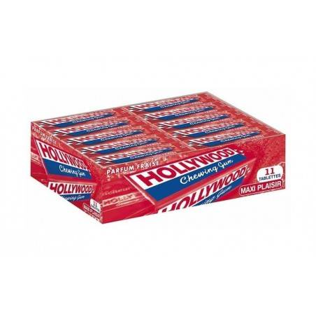 Hollywood Fraise 20 étuis de 11 Chewing Gum en Tablette Hollywood Fraise 20 étuis de 11 Chewing Gum en Tablette
