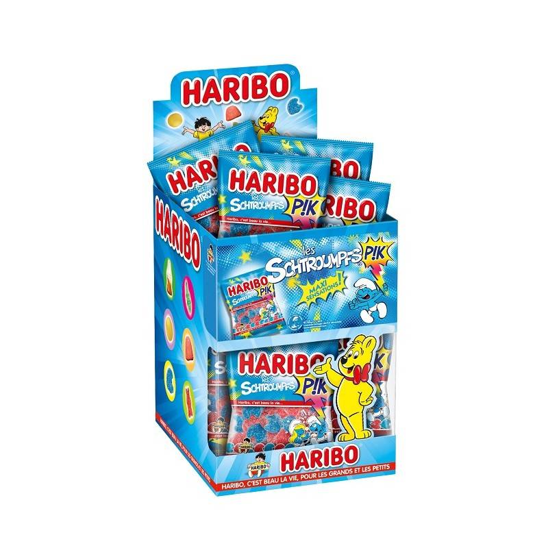 30 Mini Sachets Haribo Schtroumpfs Pik 40g | Milleproduits.com : vos bonbons et chocolats préférés à prix grossiste