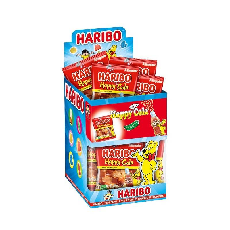 30 Mini Sachets Haribo Happy Cola 40G | Milleproduits.com : vos bonbons et chocolats préférés à prix grossiste