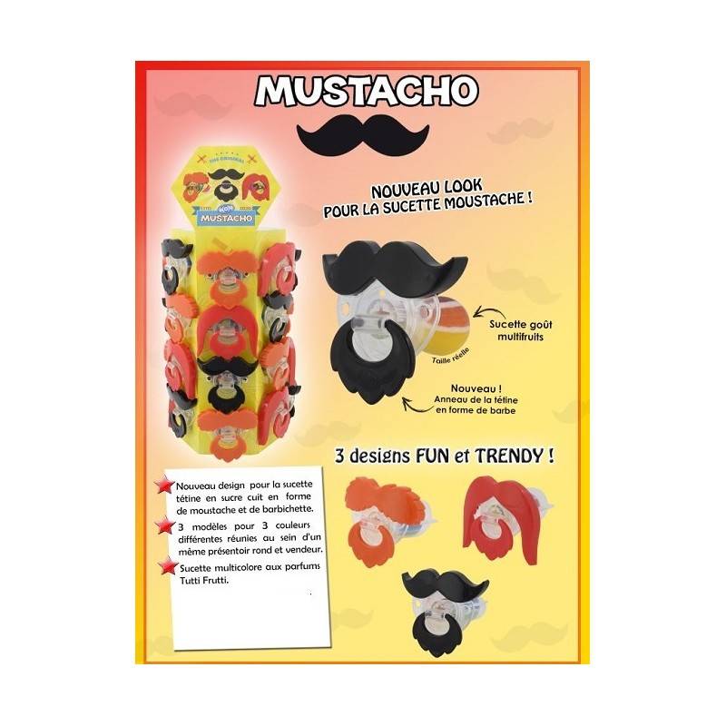 24 Sucettes Mustacho BPop | Milleproduits.com : bonbons, chocolats, snacks en ligne à prix grossiste