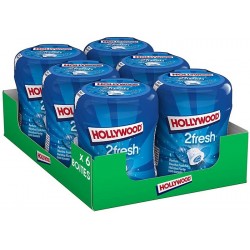 6 Bottle Hollywood Chewing Gum 2 Fresh Menthe Forte | Milleproduits.com : vos bonbons et chocolats préférés à prix grossiste
