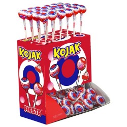 100 Sucettes Kojak Cerise fourrée Bubble Gum | Milleproduits.com : vos bonbons et chocolats préférés à prix grossiste !