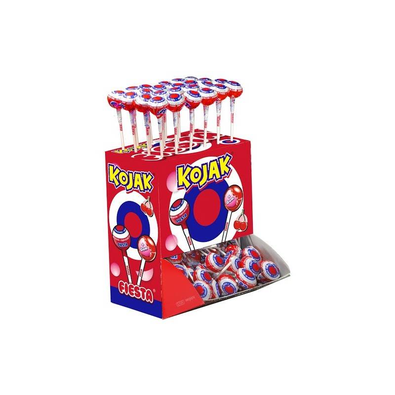 100 Sucettes Kojak Cerise fourrée Bubble Gum | Milleproduits.com : vos bonbons et chocolats préférés à prix grossiste !