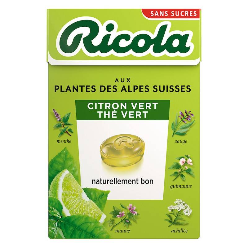 20 Boîtes Ricola Citron Vert Thé Vert | Milleproduits.com : bonbons, chocolats, snacks en ligne à prix grossiste