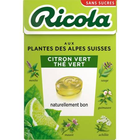20 Boîtes Ricola Citron Vert Thé Vert | Milleproduits.com : bonbons, chocolats, snacks en ligne à prix grossiste