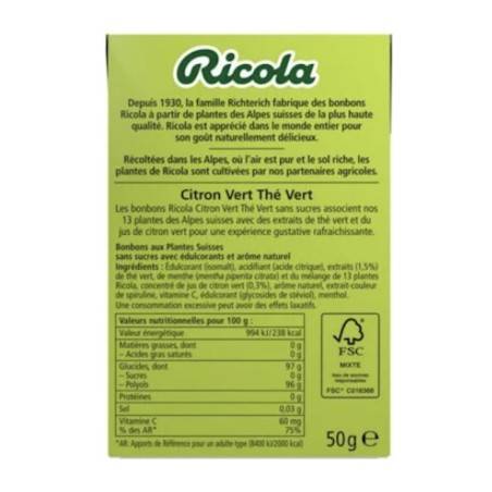 20 Boîtes Ricola Citron Vert Thé Vert | Milleproduits.com : bonbons, chocolats, snacks en ligne à prix grossiste