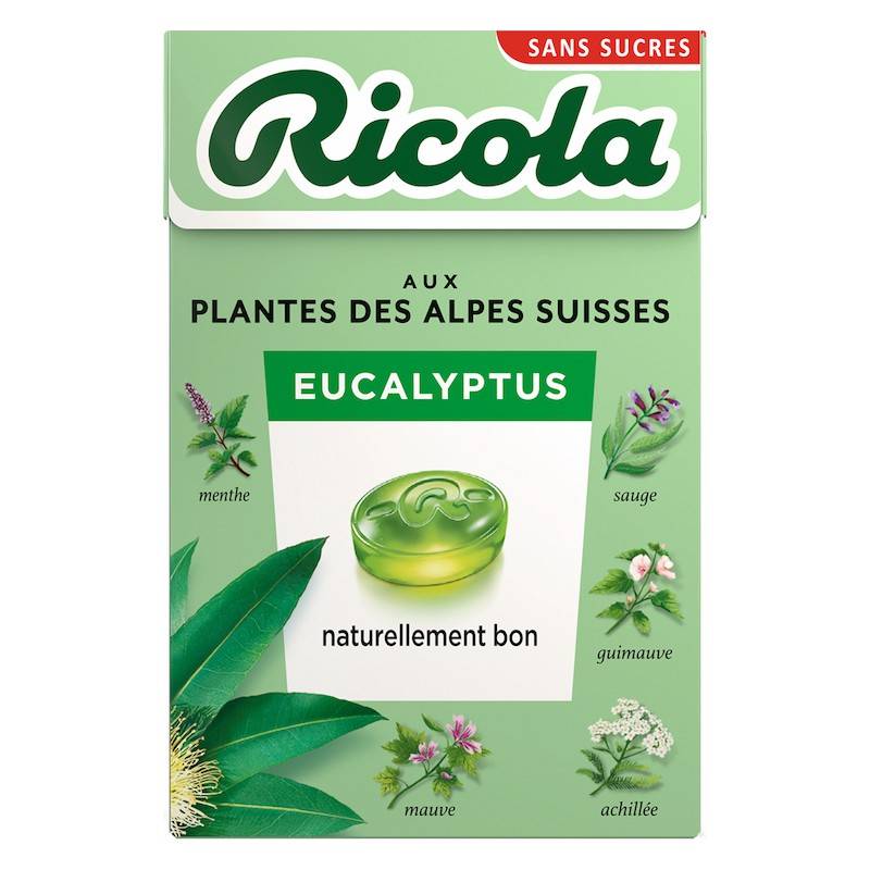 20 Boîtes Ricola Eucalyptus | Milleproduits.com : bonbons, chocolats, snacks en ligne à prix grossiste