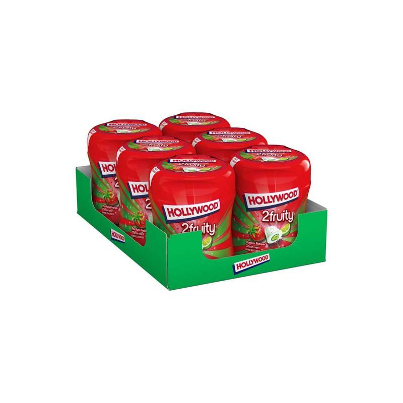 6 Bottle Mini Hollywood Chewing Gum Fraise Citron Vert | Milleproduits.com : vos bonbons et chocolats en ligne àprix grossiste