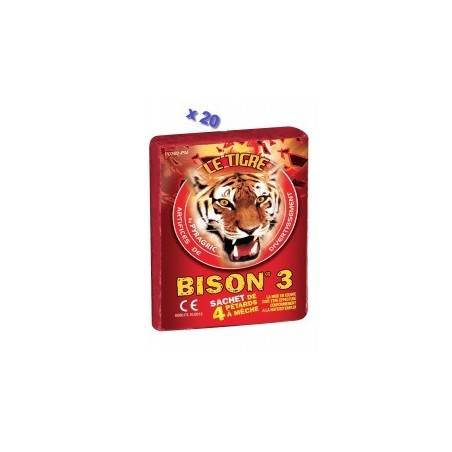 20 Paquets Pétard Bison 3 de 4 F2 Le Tigre - Pétards - Milleproduits