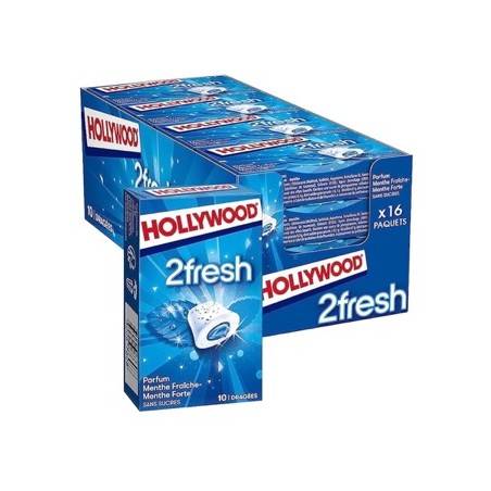 16 Etuis Hollywood 2 fresh Menthe Fraiche / Menthe Forte | Milleproduits.com : vos bonbons et chocolats à prix grossiste