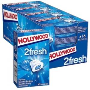 16 Etuis Hollywood 2 fresh Menthe Fraiche / Menthe Forte | Milleproduits.com : vos bonbons et chocolats à prix grossiste