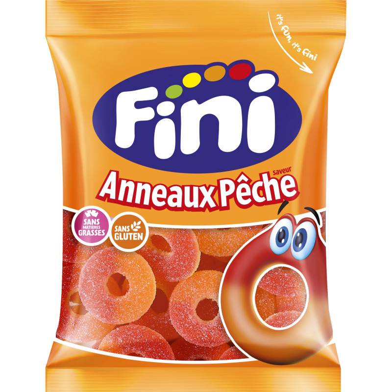 12 Sachets Fini Anneaux Pêches Halal 90g | Milleproduits.com : bonbons, chocolats, snacks en ligne à prix grossiste