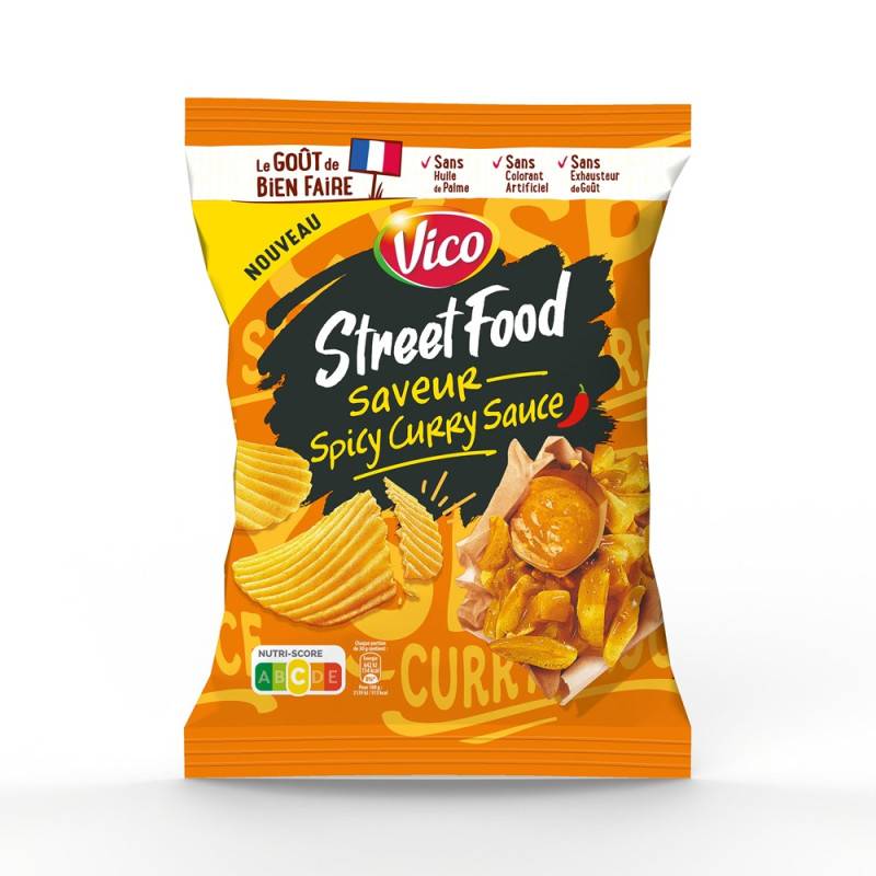 10 Chips Street Food Vico Spicy Curry 120g | Milleproduits.com : bonbons, chocolats, snacks en ligne à prix grossiste
