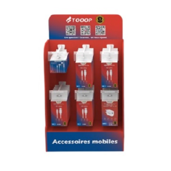 Présentoir Tooop Téléphonie 6 broches + accessoires | Milleproduits.com : bonbons, chocolats, snacks en ligne à prix grossiste