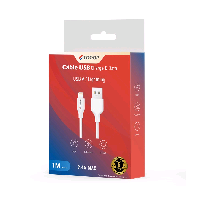 Câble USB-iPhone 1m | Milleproduits.com : grossiste bonbons, chocolats, accessoires non alimentaires