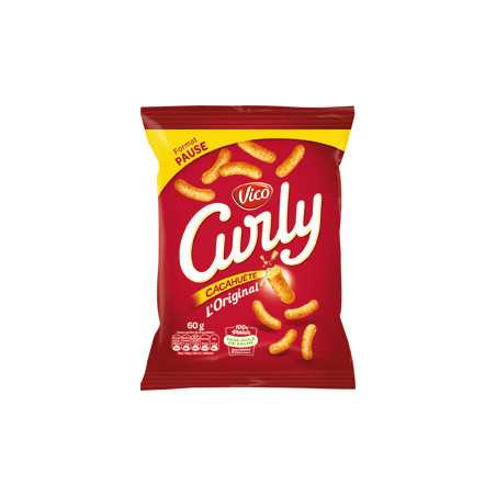 30 Curly Cacahuètes 60g | Milleproduits.com : bonbons, chocolats, snacks en ligne à prix grossiste