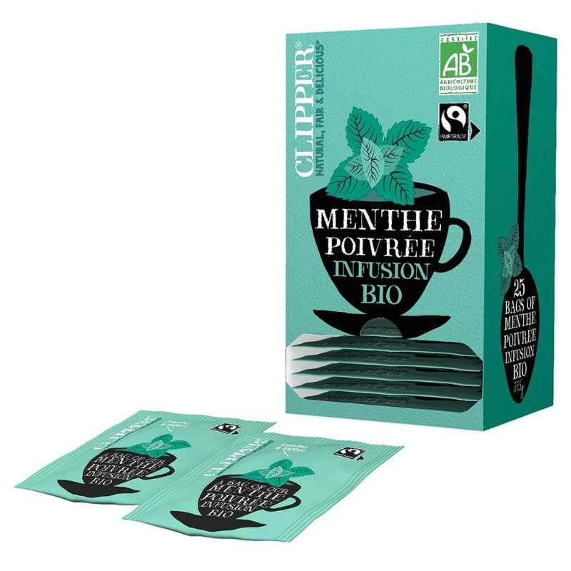 6 Boîtes Infusion Menthe Poivrée Clipper 50g | Milleproduits.com : bonbons, chocolats, snacks en ligne à prix grossiste
