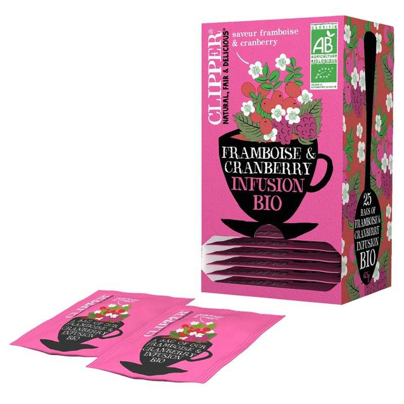 6 Boîtes Infusion Cranberry Framboise Clipper 50g | Milleproduits.com : bonbons, chocolats, snacks en ligne à prix grossiste