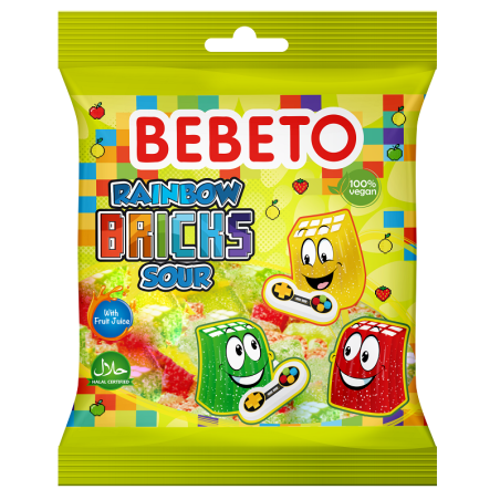 12 sachets Bebeto Rainbows Bricks Fizz 80g | Milleproduits.com : bonbons, chocolats, sancks en ligne à prix grossiste