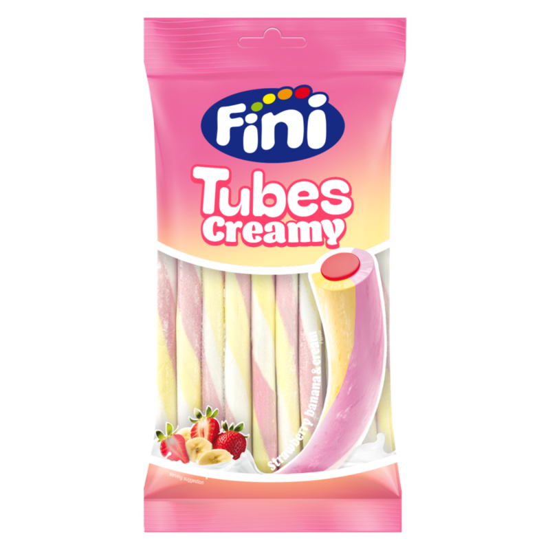 12 Sachets Fini Tubes Fraise Banane 80g | Milleproduits.com : bonbons, chocolats, snacks en ligne à prix grossiste.
