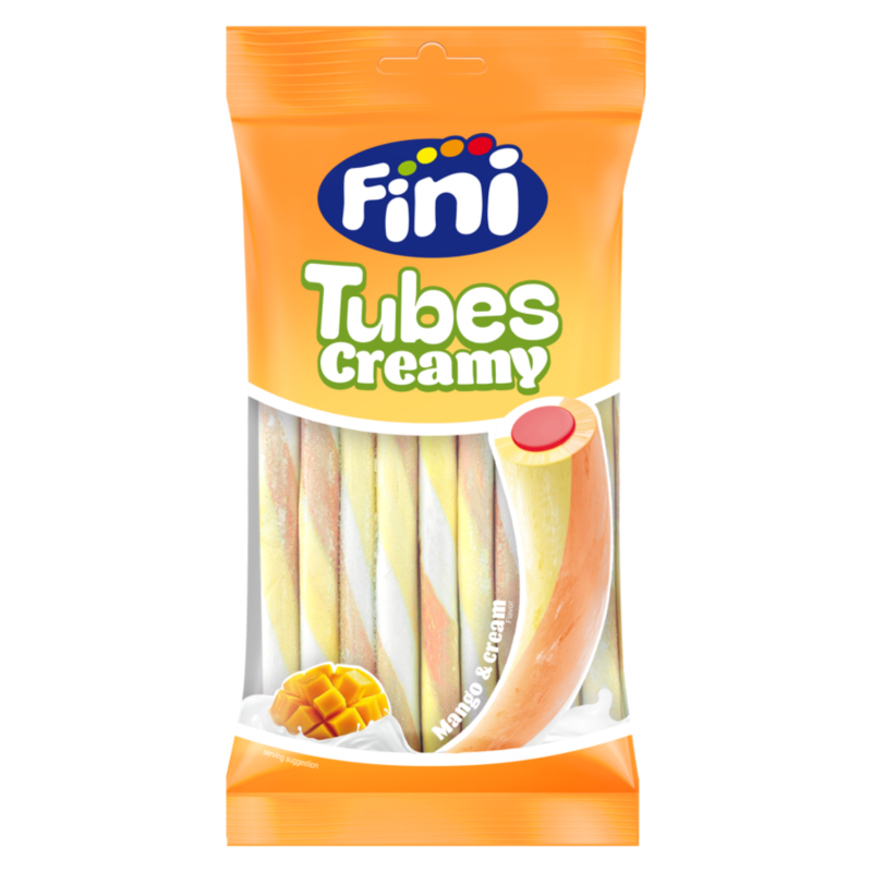12 Sachets Fini Tubes Mangue Cream Halal 80g | Milleproduits.com : bonbons, chocolats, snacks en ligne à prix grossiste.