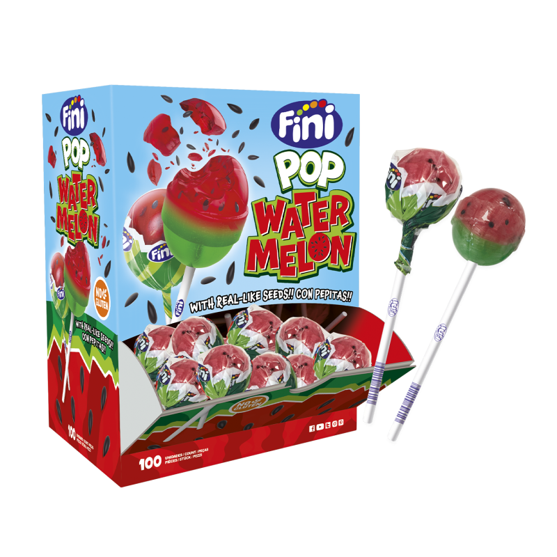 100 Sucettes Fini Pop Watermelon | Milleproduits.com : bonbons, chocolats, snacks en ligne à prix grossiste.