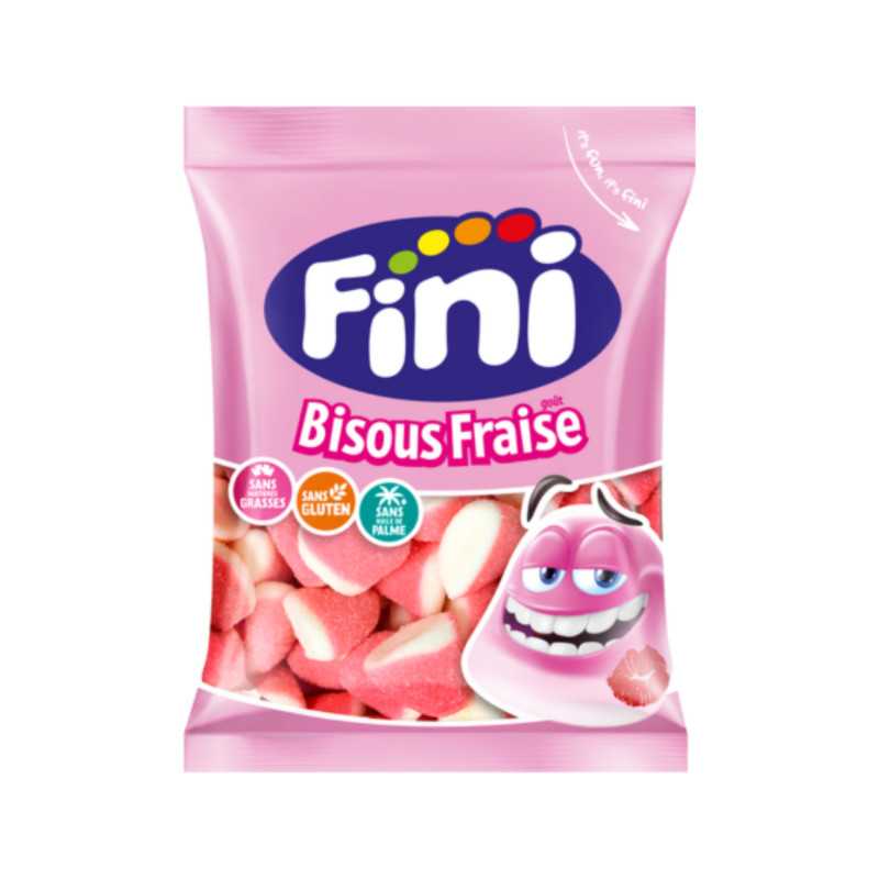 12 Sachets Fini Bisous Fraise Halal 90g | Milleproduits.com : vos bonbons et chocolats préférés à prix grossiste !