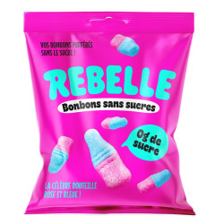 12 Sachets Rebelle Bouteille Rose et Bleue 50G | Milleproduits.com : bonbons, chocolats, snacks en ligne à prix grossiste
