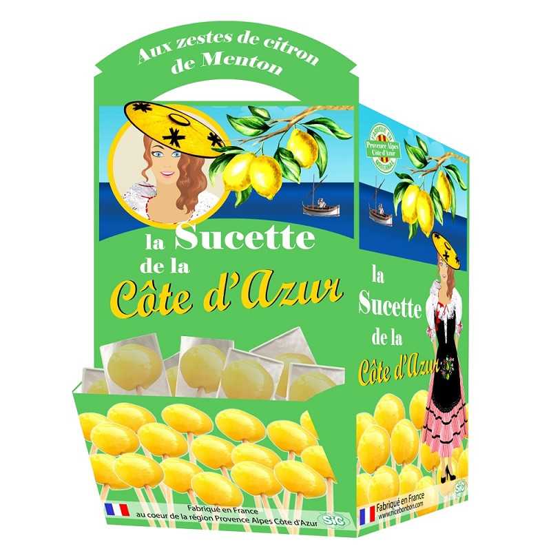 120 Sucettes Provençales Citron | Milleproduits.com : bonbons, chocolats, snacks en ligne à prix grossiste