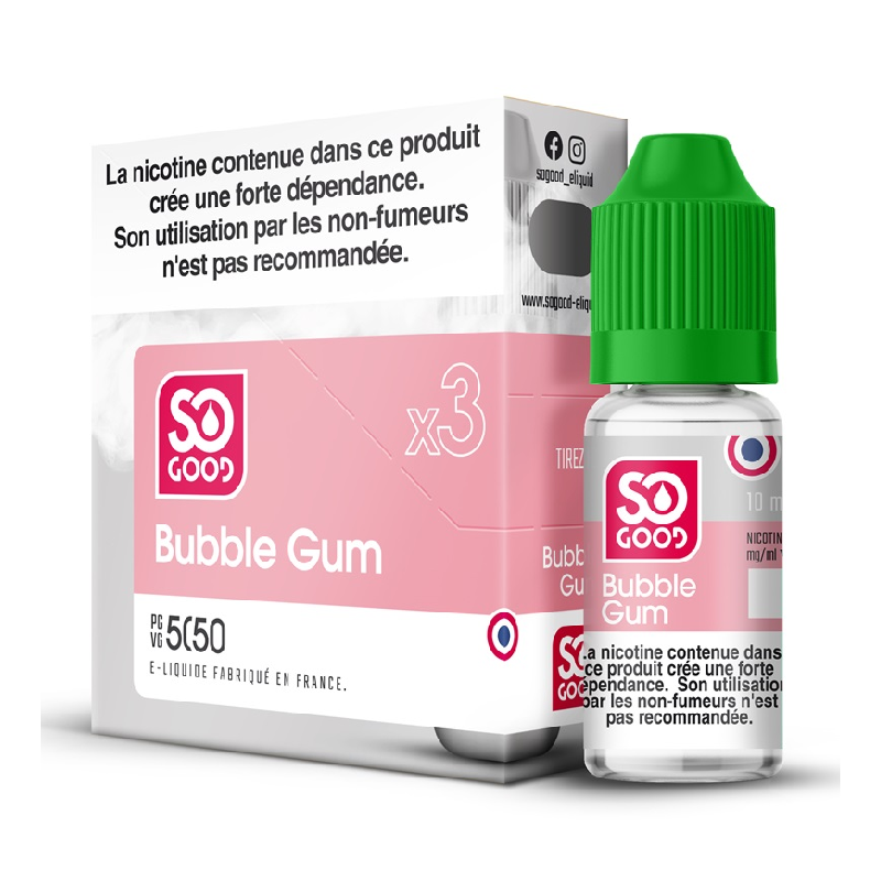E-liquide Bubble Gum So Good 3x10ml | Milleproduits.com : grossiste de l'impulsion en ligne.