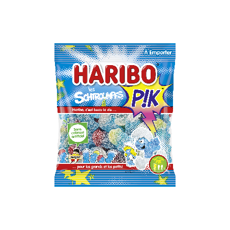 30 Sachets Bonbons Haribo Schtroumpfs Pik 120G | Milleproduits.com : bonbons, chocolats, snacks en ligne à prix grossiste