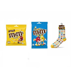 Pack 2 M&M's 80G + 1 paire de chaussettes | Milleproduits.com : bonbons, chocolats, snacks en ligne à prix grossiste