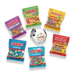 Pack 5 Haribo 120G + 1 Bonbonnière Haribo | Milleproduits.com : bonbons, chocolats, snacks en ligne à prix grossiste