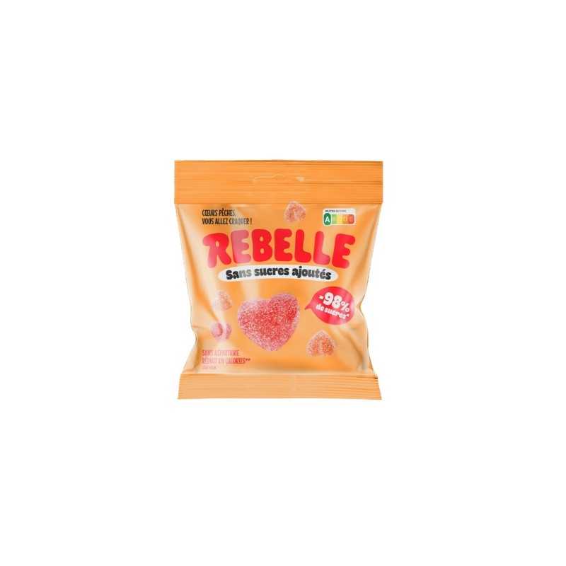 12 Sachets Rebelle Coeur de Pêche 50g | Milleproduits.com : bonbons, chocolats, snacks en ligne à prix grossiste