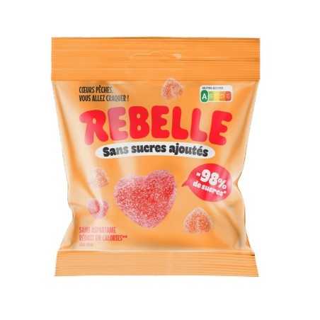 12 Sachets Rebelle Coeur de Pêche 50g | Milleproduits.com : bonbons, chocolats, snacks en ligne à prix grossiste