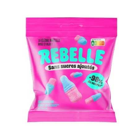 12 Sachets Rebelle Bouteille Rose et Bleue 50G | Milleproduits.com : bonbons, chocolats, snacks en ligne à prix grossiste