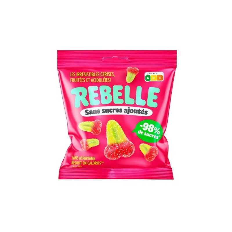 12 Sachets Rebelle Cerises Acides 50g | Milleproduits.com : bonbons, chocolats, snacks en ligne à prix grossiste