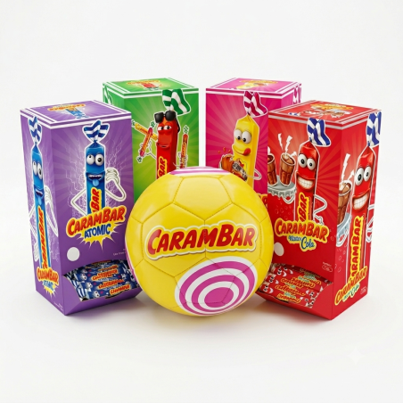 Pack 4 Carambar + 1 Ballon de Foot | Milleproduits.com : bonbon, chocolats, snacks en ligne à prix grossiste