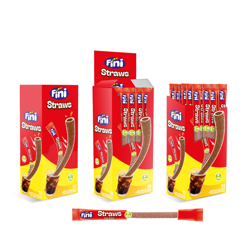 50 Shooter Pailles Cola | Milleproduits.com : bonbons, chocolats, snacks en ligne à prix grossiste