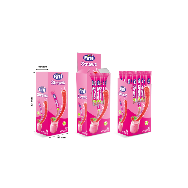 50 Shooter Pailles Fraise | Milleproduits.com : bonbons, chocolats, snacks en ligne à prix grossiste