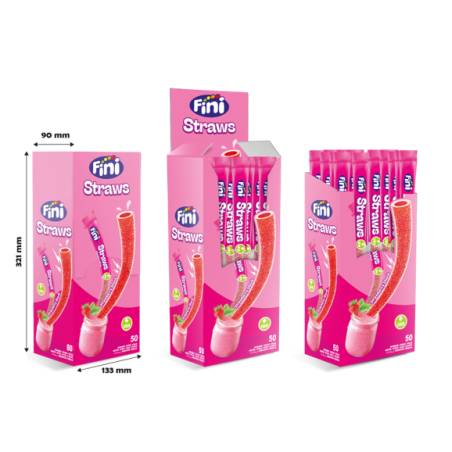 50 Shooter Pailles Fraise | Milleproduits.com : bonbons, chocolats, snacks en ligne à prix grossiste
