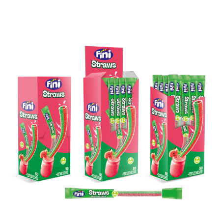 50 Shooter Pailles Pastèque | Milleproduits.com : bonbons, chocolats, snacks en ligne à prix grossiste