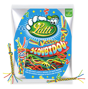 Lasso Scoubidou. Le bonbon en forme de fils multicolores